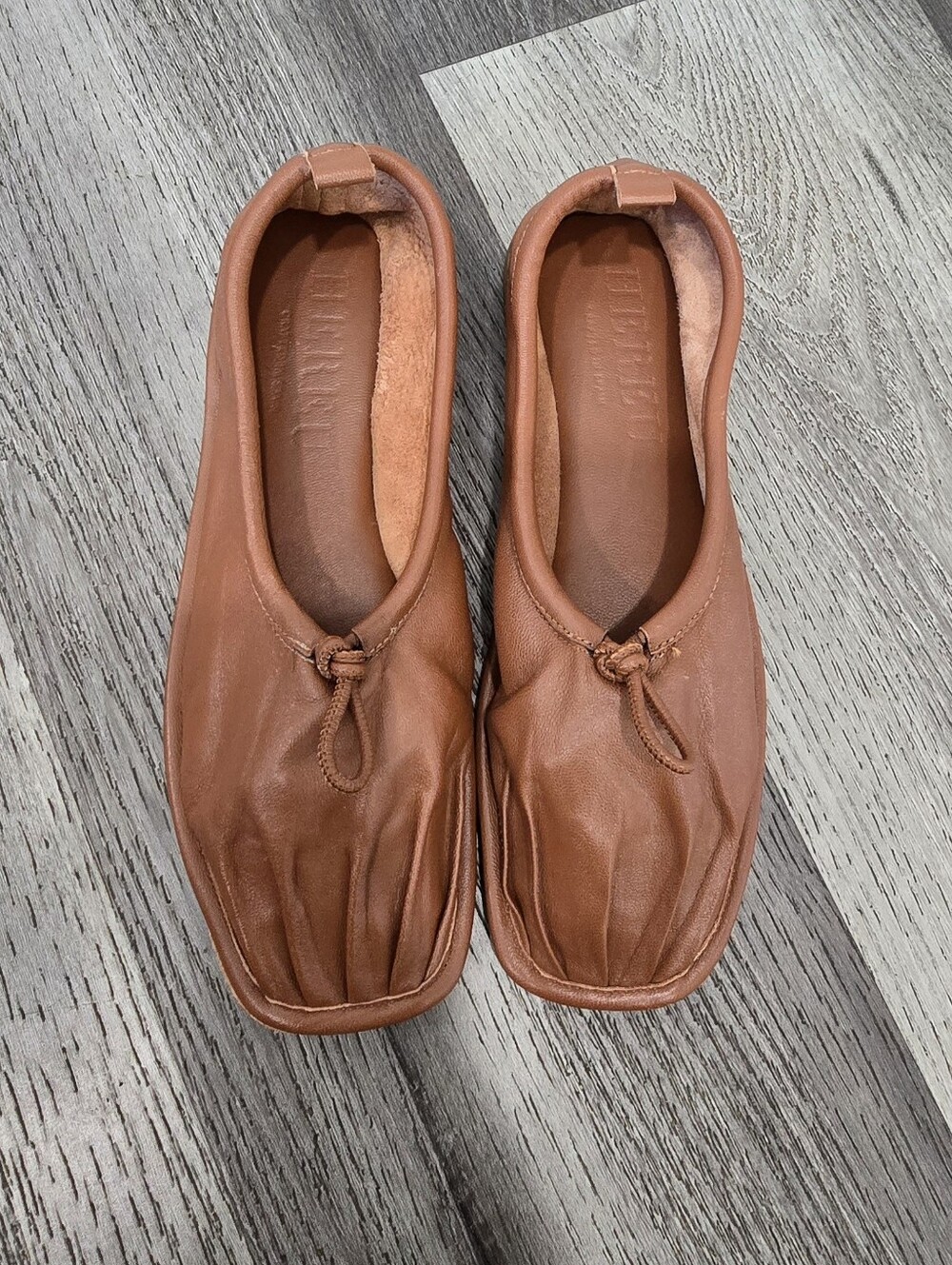 HEREU Puntera Pleat-Toe Leather Ballet Flats Chestnut Brown Size 35 / US 5 - Picture 5 of 10